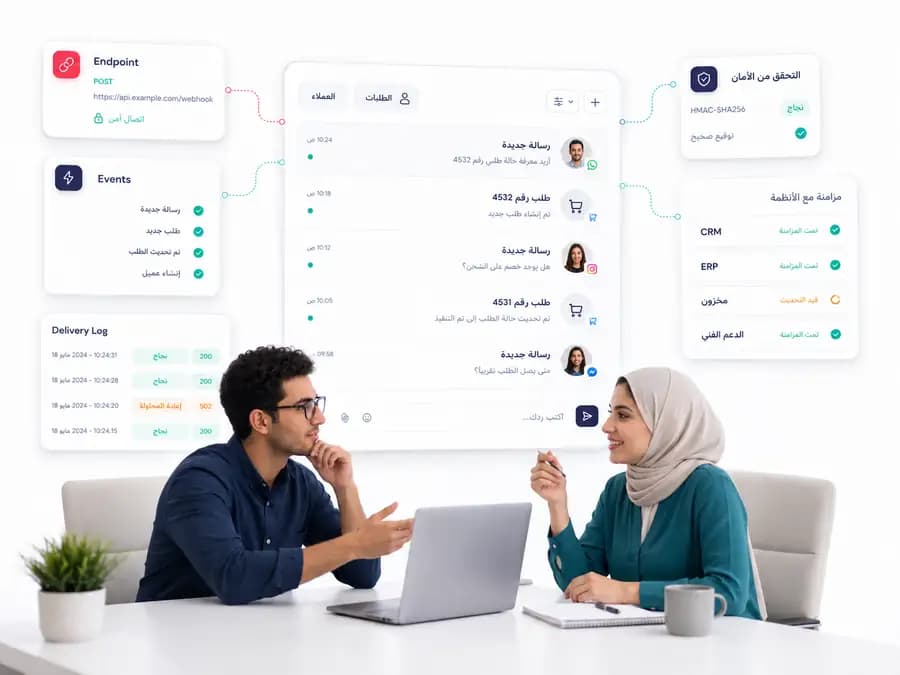 Webhook and integration settings inside Taloo: Events and sync